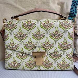 Tory Burch Juliette Top-Handle Satchel Floral Print Pink Green Crossbody Handbag